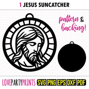 Jesus Suncatcher SVG, Dxf, Png, Pdf, Eps, Religious Window Ornament Sun Catcher, Machine Laser Cut Silhouette Vector Clip Art, Cutting File