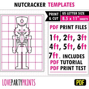 Nutcracker Silhouette Stencil PDF, Giant Trace and Cut Templates, Life Size Outdoor Lawn Template, 1ft - 7ft, Instant Download, BT97