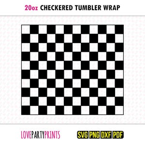 Checkered Tumbler SVG,, DXF, PNG, Pdf, 20 oz Skinny Tumbler Template, Tumbler Wrap File, 20oz Straight Wall, Template Cut File, 958