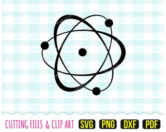 Atom Svg, DXF, PNG, PDF, Science Svg, Chemistry Svg, Atom Symbol Clipart, 9
