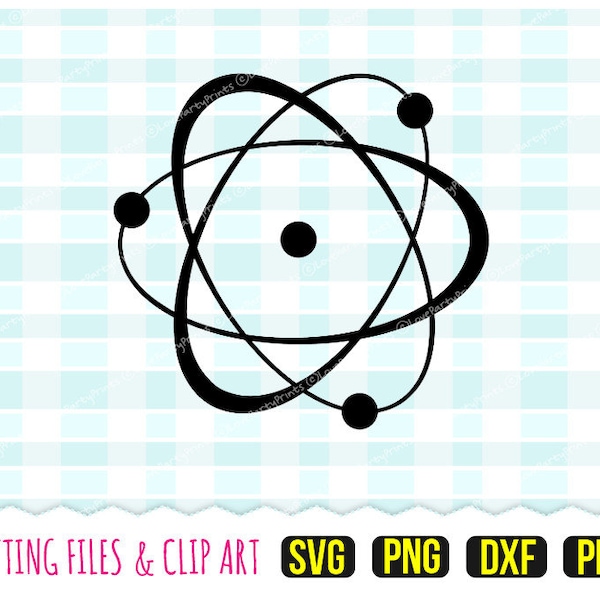 Atom Svg, DXF, PNG, PDF, Science Svg, Chemistry Svg, Atom Symbol Clipart, (svg9)