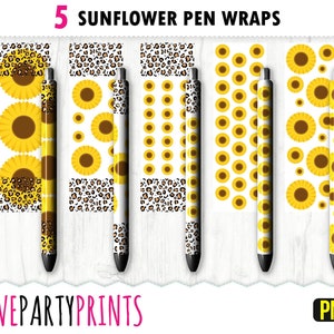 Sunflowers Pen Wrap PNG, Leopard Pen Wraps, Pen Wrap PNG, Pen Wrap Template, Pen Wrap Bundle, Pen Wrap Sublimation, Epoxy Pen Wrap, ca20
