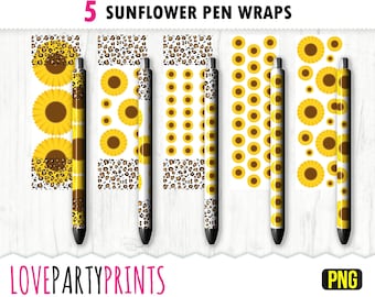 Sunflowers Pen Wrap PNG, Leopard Pen Wraps, Pen Wrap PNG, Pen Wrap Template, Pen Wrap Bundle, Pen Wrap Sublimation, Epoxy Pen Wrap, ca20