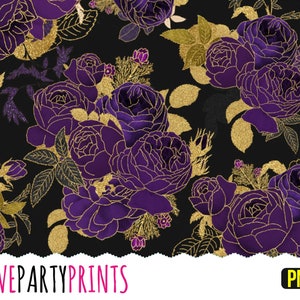 Lila Rosen Clipart, PNG-Format, Gothic Glitter Rosen, antike Illustrationen, Vintage Rose Clipart, (CA43)
