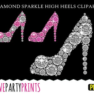 Diamond Heels Clipart PNG files, Rhinestone Heels Clipart, Silver Diamond Heels, Pink Diamond Heels, Diamond Shoe Clipart, Diamonds, CA63 image 3