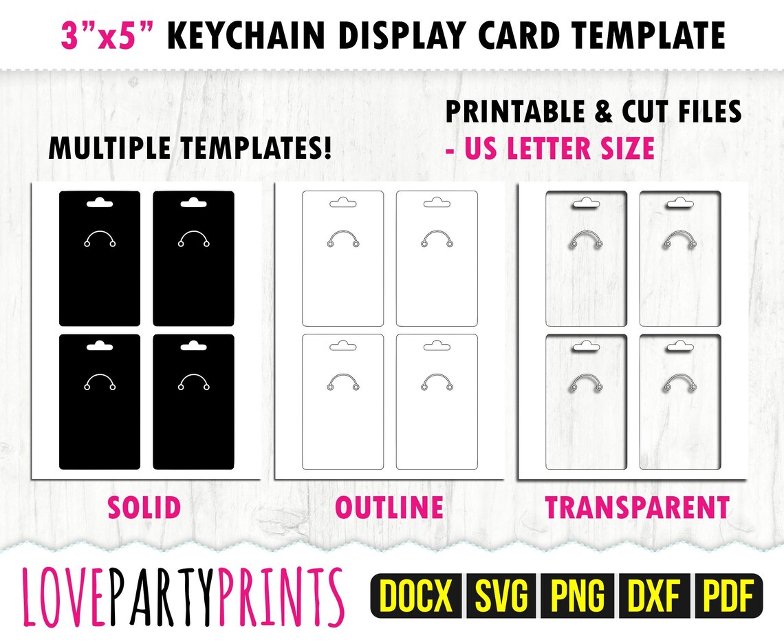 Keychain Display Card Template SVG PDF Png Dxf Blank Etsy