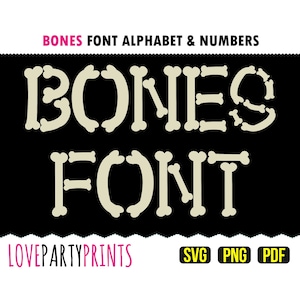 Bones alphabet Svg Png Pdf, polices de caractères, numéros de squelettes, polices de caractères Clipart, squelettes police Svg, clipart polices, polices Svg, anb72
