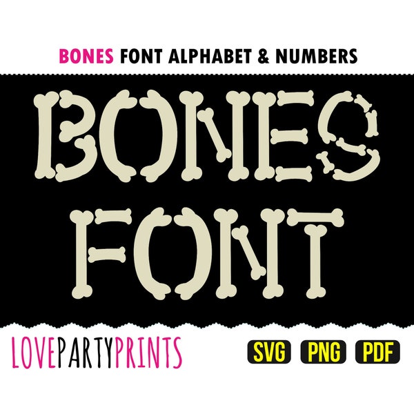 Bones Alphabet Svg Png Pdf, Bones Font, Bones Numbers, Bones Clipart Font, Bones Font Svg, Clipart Font, Svg Font, anb72