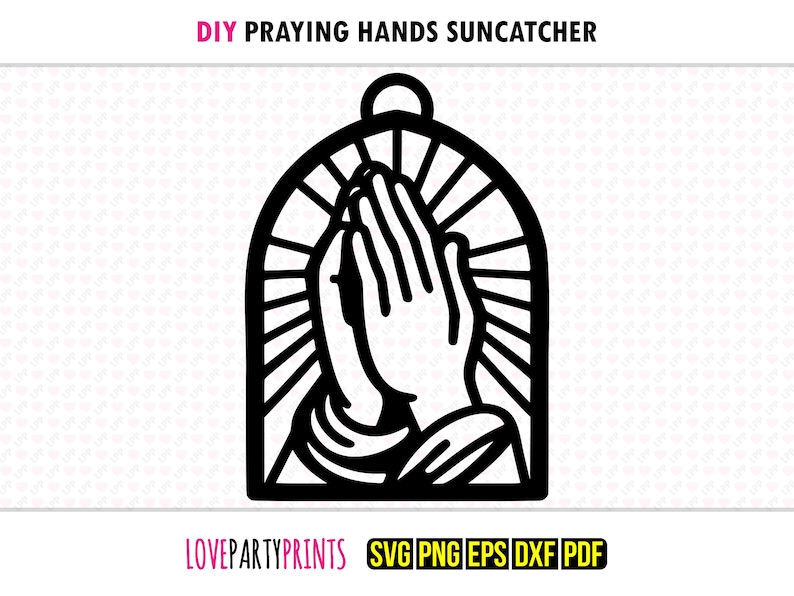 Pyaying Hand Cd R Dxf File Praying Hands Suncatcher SVG, Dxf, Png, Pdf, Eps, Religious Window ...