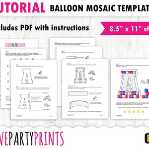 6ft, 5ft, 4ft, 3ft, 2ft, 1ft, 0-9 All Numbers Mosaic Balloons Templates, Square Numbers, 8.5x11 Printable PDF, Instant Download, PDF, BT11 zdjęcie 3