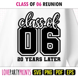 Reunion Class 2006 SVG Png Pdf Eps, Class of 06, 00s Graduate Senior University High School Graduation Shirt Sublimation and Cut Files, 2195