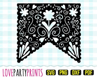 Mexikanische Fiesta Banner SVG, DXF, PNG, Pdf, Papel Picado SVG, Silhouette Vektor Clip Art, Schneidedateien, (svg700)