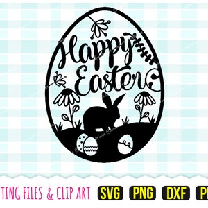 Fröhliche Ostern Besteck-Svg, DXF, PNG, PDF, Osterei-Svg, Oster-Szene-Svg, Handgezeichnet Clip Art, Schneidedateien, 400