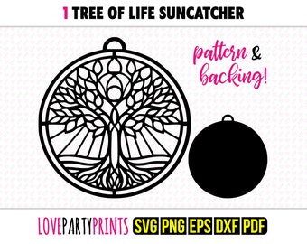 Tree of Life Suncatcher SVG, Dxf, Png, Pdf, Eps, Window Ornament Sun Catcher, Laser Cutter Silhouette Vector Clip Art, Cutting Files, 1311