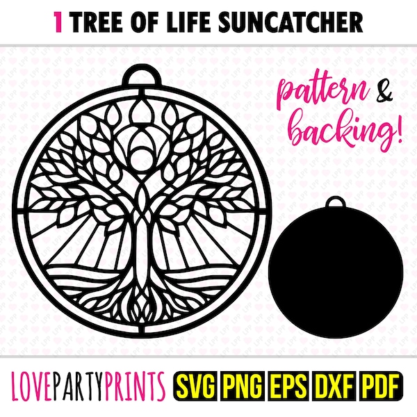 Tree of Life Suncatcher SVG, Dxf, Png, Pdf, Eps, Window Ornament Sun Catcher, Laser Cutter Silhouette Vector Clip Art, Cutting Files, 1311