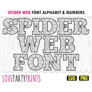SPIDER WEB Alphabet und Zahlen SVG und Png, Halloween Banner, Geburtstagsbanner, 300 dpi High Quality, Erstellen Sie Ihr eigenes Banner (anb7)