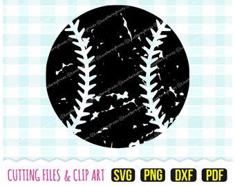Distressed Baseball SVG, DXF, PNG, PDF, Grunge Baseball, Distressed, Clip Art, Plotterdatei, 405