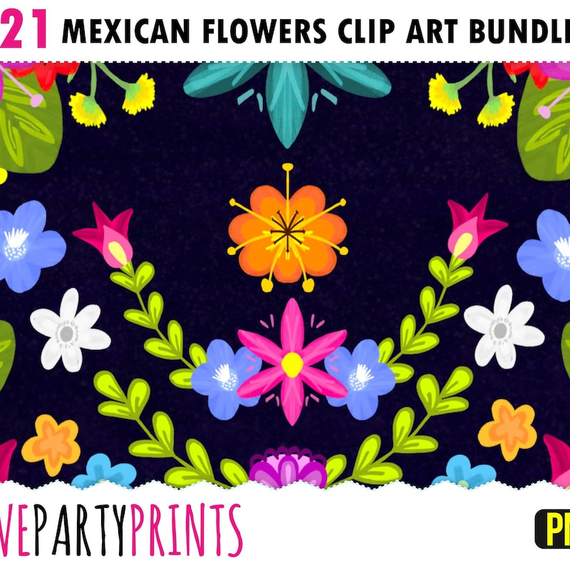 Mexican Flowers Clipart - Etsy