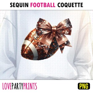 Football Bow PNG Sublimation Brown Coquette Football Mom Sport Season Sparkle Sequins Ribbon Girl Shirt PNG Design Digital Download 1607