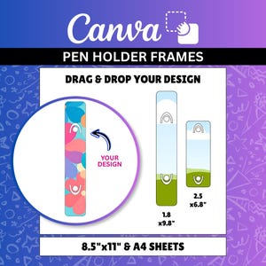 Stifthalter Canva Rahmen Vorlage Benutzerdefinierte Notebook Strap Sleeve Wrap Sublimation Blank Bundle