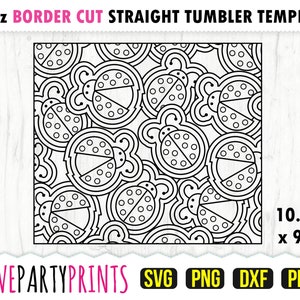 Ladybird Burst Tumbler SVG, DXF, PNG, Pdf, 30 oz Skinny Tumbler Template, Tumbler Wrap File, 30oz Straight Wall, Template Cut File, 1125