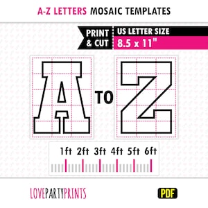 All Letters Mosaic from Balloons, 1ft, 2ft, 3ft, 4ft, 5ft, 6ft, 8.5"x11" Pdf, Square Letters A-Z, Balloon Frame, Instant Download, PDF, BT41