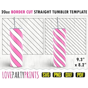 Modèle Candy Stripes SVG, DXF, PNG, Pdf, modèle de gobelet skinny 20 oz, fichier d'emballage pour gobelet, mur droit 20 oz, fichier de coupe modèle, (svg990)