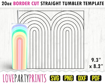Tall Rainbow Burst Tumbler SVG, DXF, PNG, Pdf, 20 oz Skinny Tumbler Template, Tumbler Wrap File, 20oz Straight Wall, Template Cut File, 1174