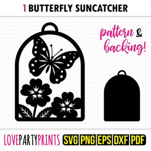 Butterfly Suncatcher SVG, Dxf, Png, Pdf, Eps, Primrose Flower Window Ornament Sun Catcher Machine Laser Cut Silhouette Vector Clip Art File