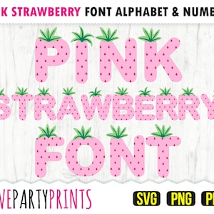 STRAWBERRY FONT SVG-, Png- und Pdf-Dateien, 300 dpi hohe Qualität, Silhouette-Vektorgrafik, Erstellen Sie Ihr eigenes Banner (SVG998)