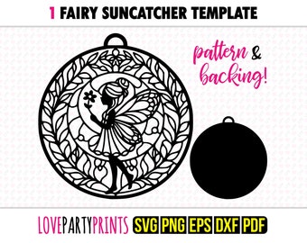 Fairy Suncatcher SVG, Dxf, Png, Pdf, Eps, Feeën Ornament Sun Catcher, Laser Cutter Silhouet Vector Clip Art, Snijbestanden, 1301