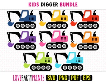 Kids Digger SVG, PNG, EPS, Pdf, Layered Vector Machine Laser Cut Graphic Sublimation Print Design Templates, Instant Download, 1803