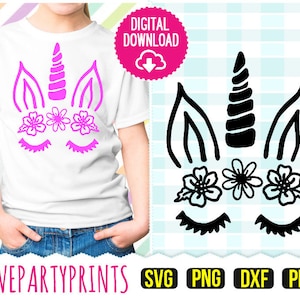 Unicorn Face Svg, DXF, PNG, PDF, Cutting Files, Unicorn Clip Art, Hand Drawn Unicorn, Paper Cut Template, (svg17)