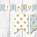Its a Boy Printable Banner Blue and White With Gold Glitter Letters ...