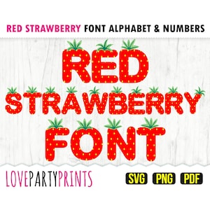 STRAWBERRY FONT Archivos SVG, Png y Pdf, 300dpi de alta calidad, Vector de silueta, Crea tu propio banner, 999