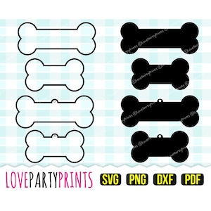 Osso di cane Svg, DXF, PNG, PDF, targhetta per cani, clipart, file di taglio, (svg716)
