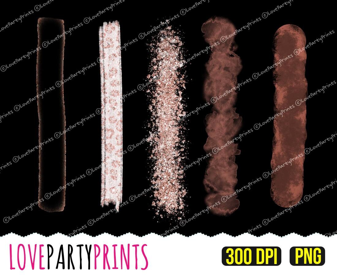 Rose Gold Brush Strokes Clipart, PNG Format 300dpi, Rose Gold Glitter ...