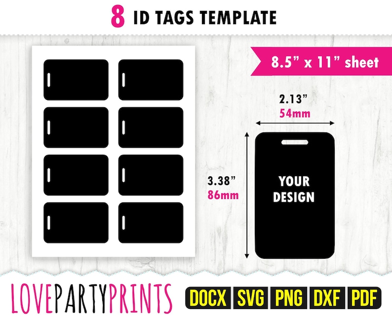 ID Badge Template Svg Pdf Png Dxf 54x86mm ID Tag Template Etsy