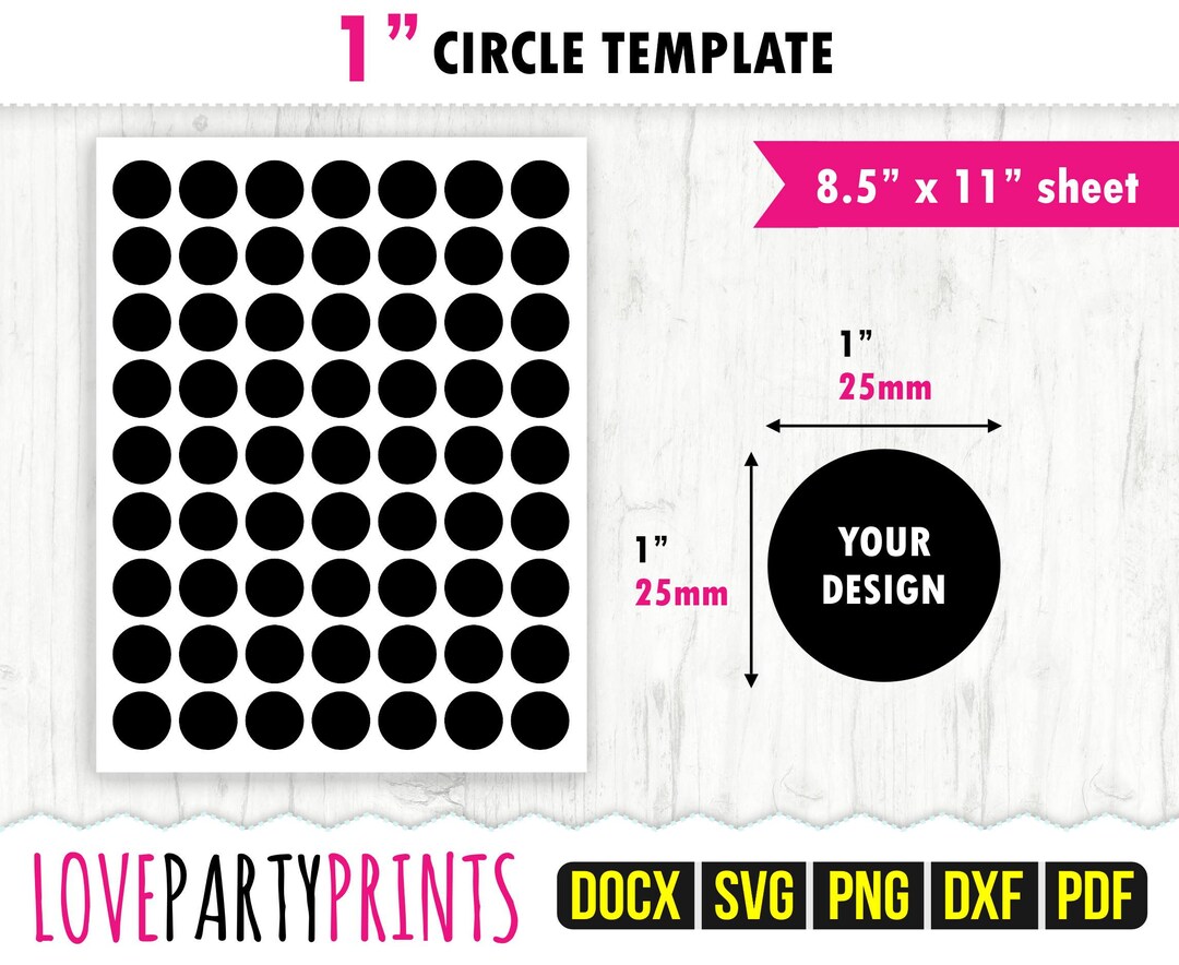 1 Inch Circle Template SVG PDF Png Dxf Blank Circle Etsy
