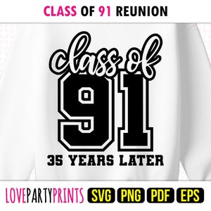 Reunion Class 91 SVG Png Pdf Eps, Class of 1991, 90s Graduate Senior ...