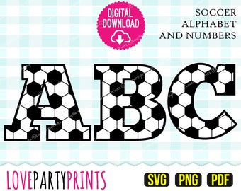 SOCCER ALPHABET and Numbers SVG, Png, Pdf files, 300dpi High Quality, Football Letters and Numbers, Create your own banner (anb24)