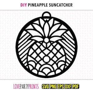 Pineapple Suncatcher SVG, Dxf, Png, Pdf, Eps, Fruit Window Ornament Sun Catcher, Machine Laser Cut Silhouette Vector Clip Art, Cutting File