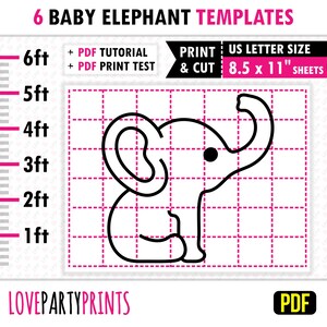 Baby Elephant Mosaic from Balloons Template PDF, 1ft, 2ft, 3ft, 4ft, 5ft, 6ft, Baby Shower Mosaic, 8.5&quot;x11&quot; Printable PDF, Instant Download