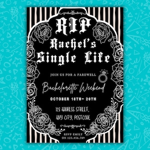 RIP Single Life Bachelorette Party Invitation | Editable Canva Template | Funeral for Single Life Invite | Digital Download  | Mobile & 5x7