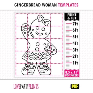Gingerbread Woman Stencil PDF, Print and Cut Templates, Giant Life Size Outdoor Lawn Silhouette, 1ft - 7ft, Instant Printable Download, BT94