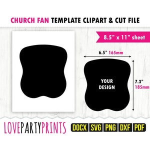 Modèle d'éventail d'église SVG, PDF, png, dxf, modèle d'éventail vierge, lettre US 8,5 x 11 po, Pdf imprimable, MS Word Docx, fichier coupé, clipart éventail, 1226