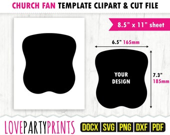 Church Fan Template SVG, PDF, png, dxf, Blank Fan Template, US Letter 8.5"x11", Printable Pdf, Ms Word Docx, Cut File, Fan Clipart, 1226