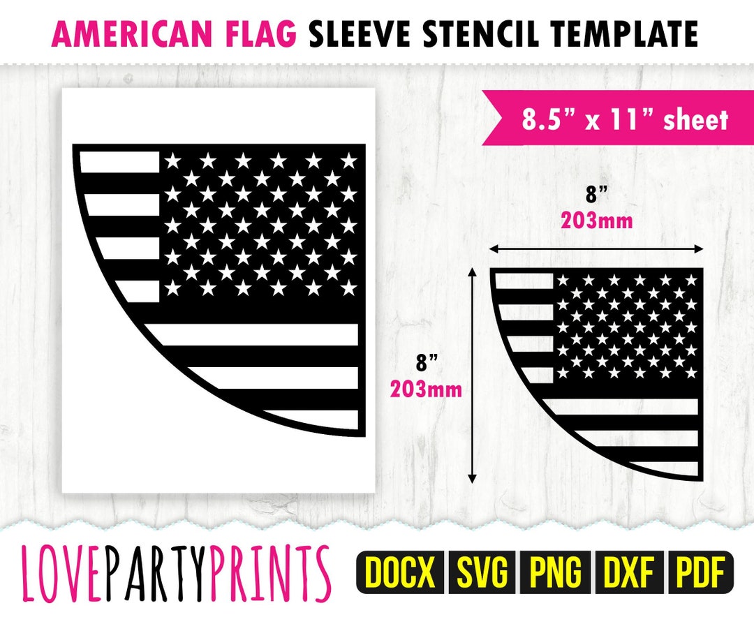 American Flag Sleeve Stencil Template Svg Pdf Png Dxf - Etsy