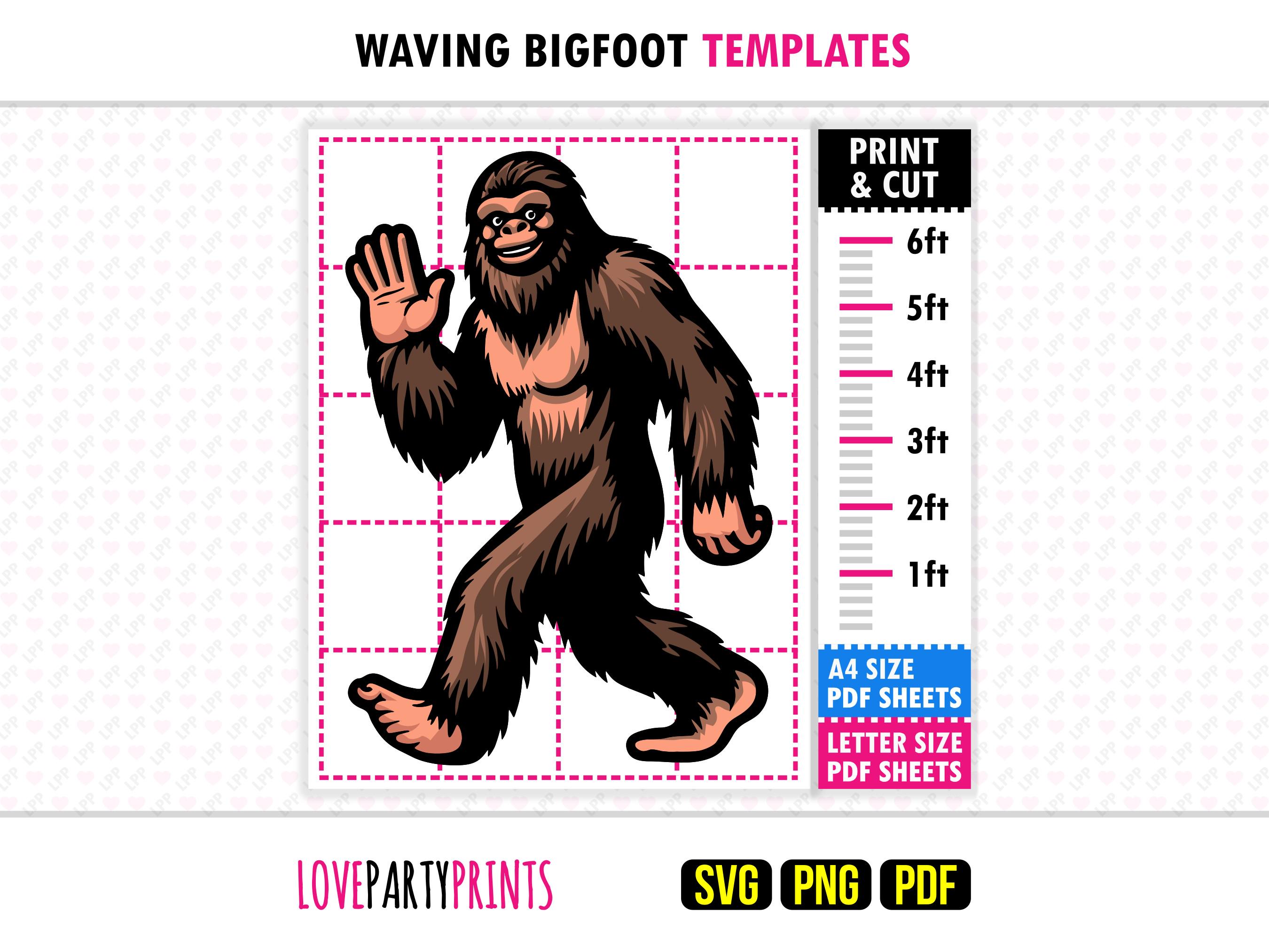 Waving Bigfoot Template PDF SVG Png, Print & Cut, DIY Sasquatch Yard ...