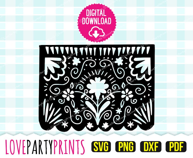 Mexican Fiesta Banner SVG DXF PNG Pdf Papel Picado svg Etsy